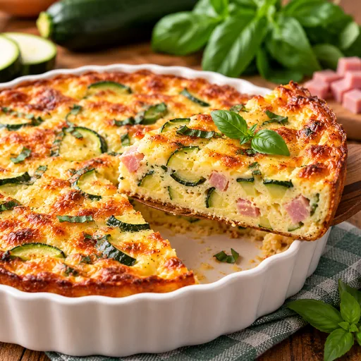 Clafoutis courgettes jambon basilic