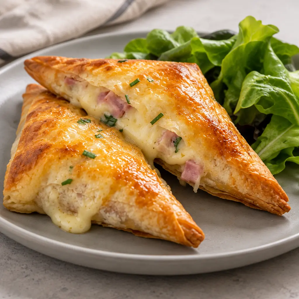 Triangles croustillants au jambon et au fromage, fondants