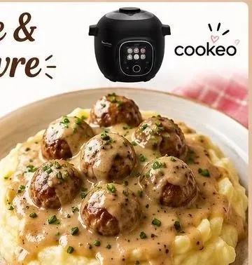 Purée boulette & sauce au poivre au Cookeo
