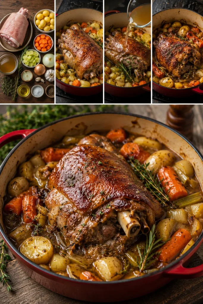 Jarret de Porc Braisé aux Légumes & Herbes