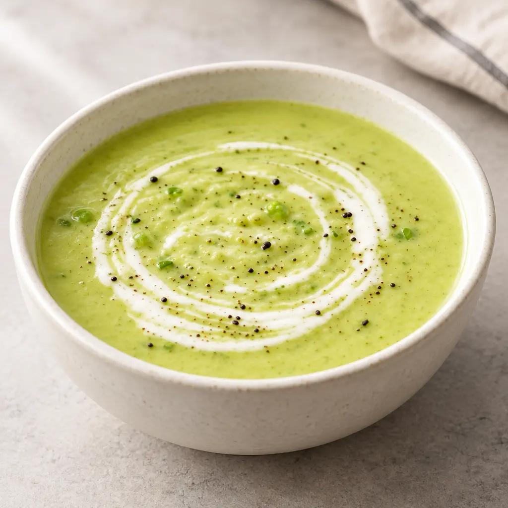 Soupe de courgette et de poireau, veloutée et crémeuse