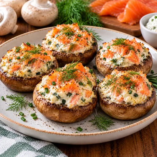 Champignons farcis Fromage frais saumon fumé