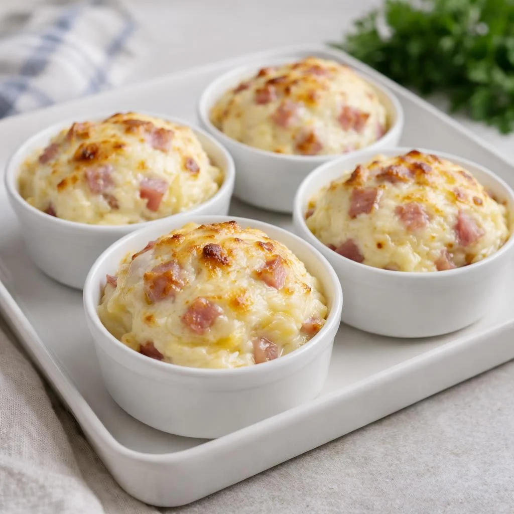 Gratin de pommes de terre au jambon et fromage (cocottes individuelles)