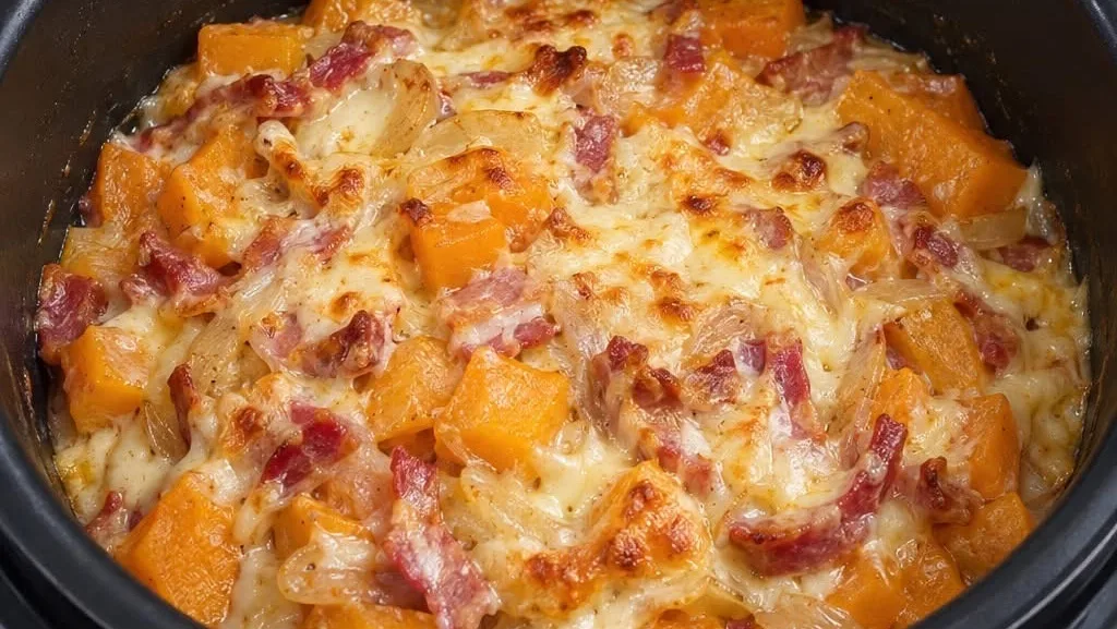 Butternut rôtie au camembert et bacon