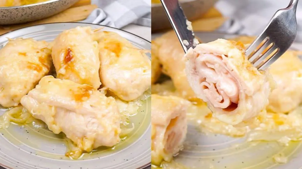 Roulés de poulet crémeux farcis au jambon et fromage