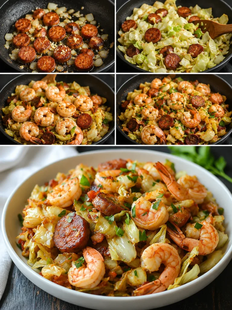 Poêlée de Chou, Crevettes & Chorizo