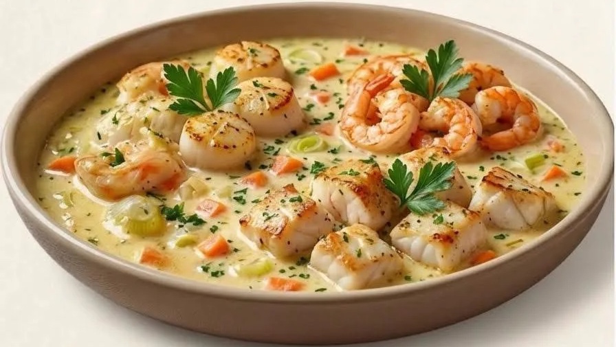 Fondue de fruits de mer à la crème
