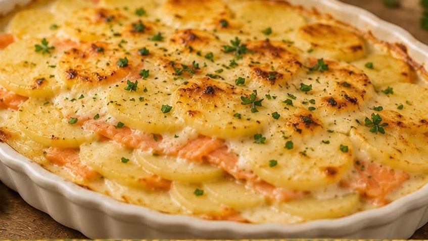 Gratin Fondant de Pommes de Terre au Saumon Fumé