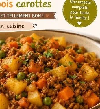 Viande hachée Pomme de terre et petits pois carottes