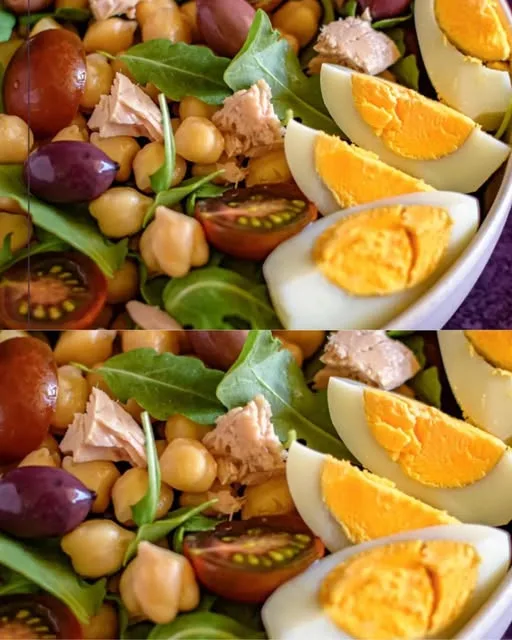Salade de pois chiches au thon et aux œufs