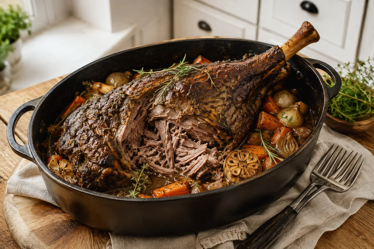 Gigot d'agneau de sept heures fondant