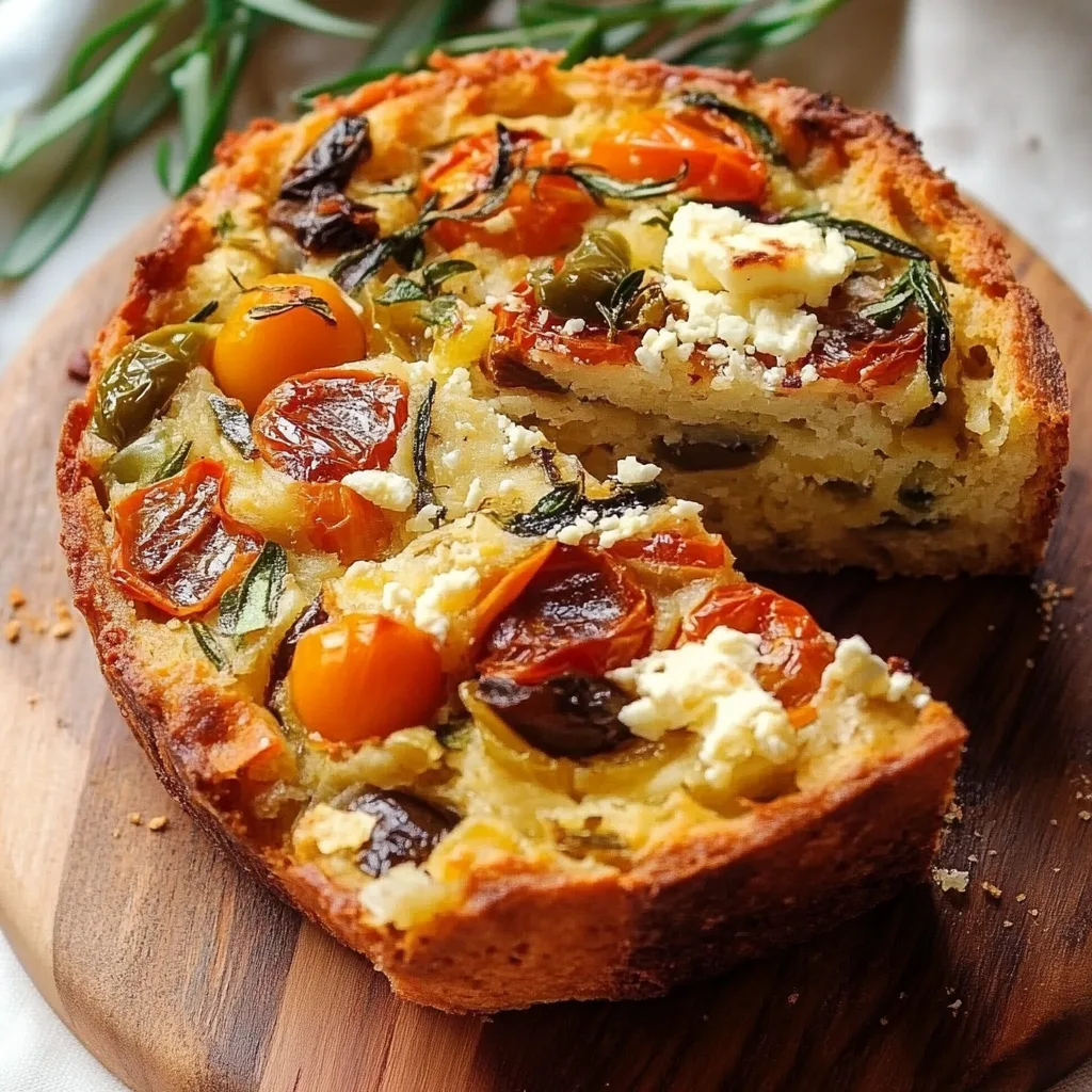 Cake aux Tomates Séchées, Feta et Olives Vertes