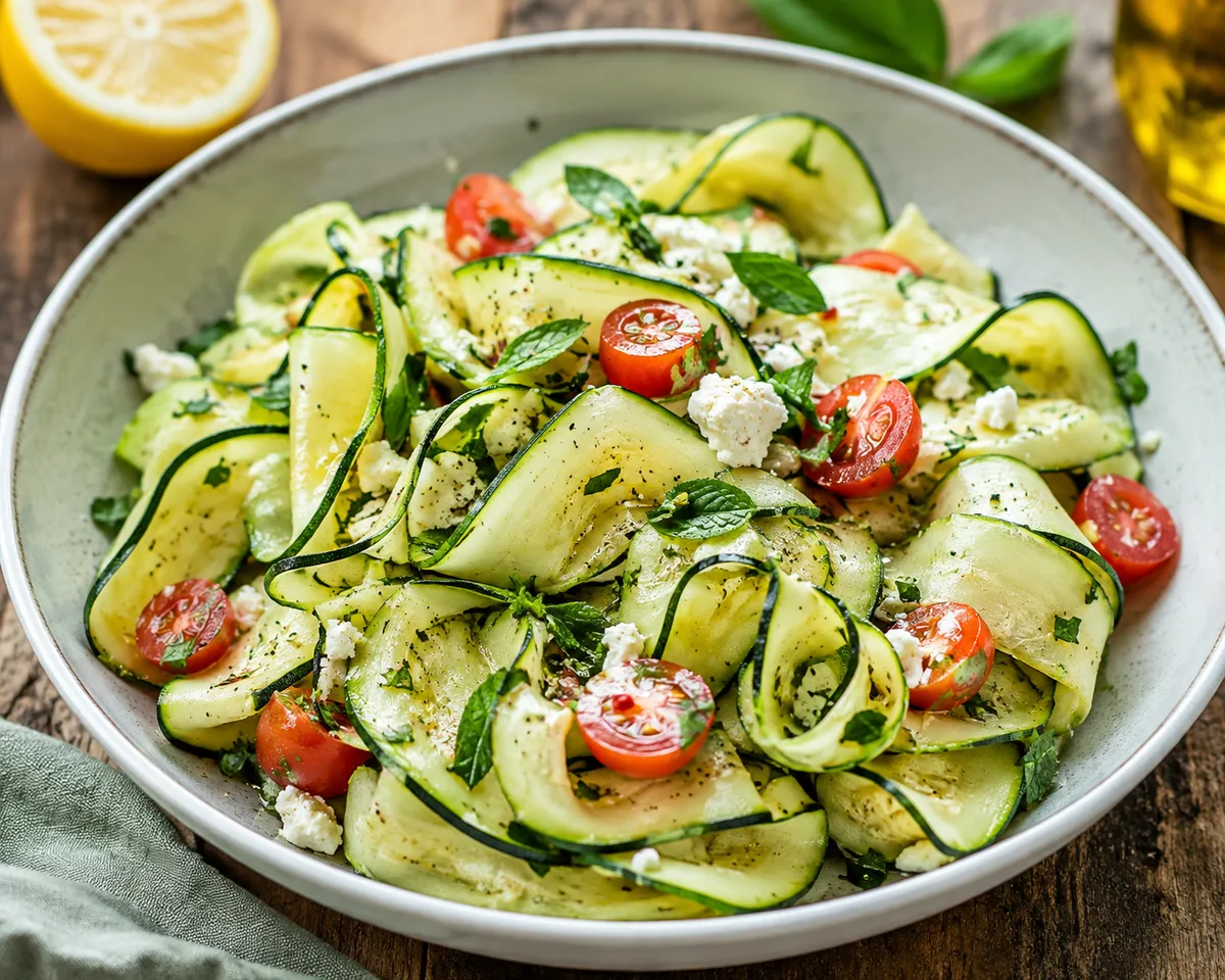 Salade fraîche aux courgettes crues