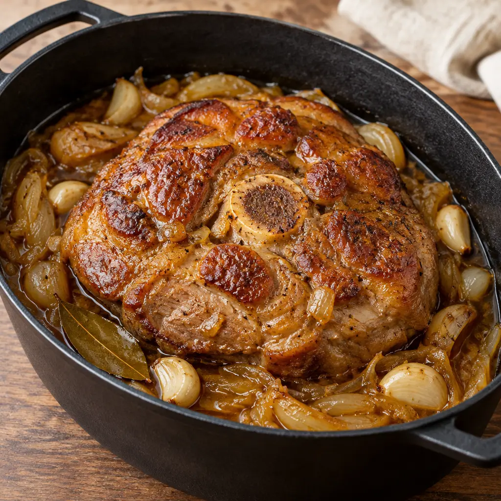 Rouelle de porc confite, fondante et caramélisée