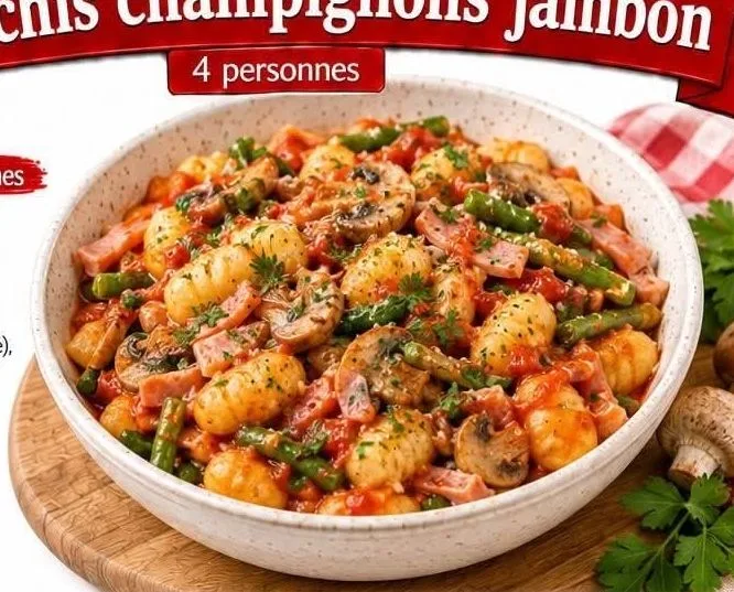 Gnocchis champignons jambon