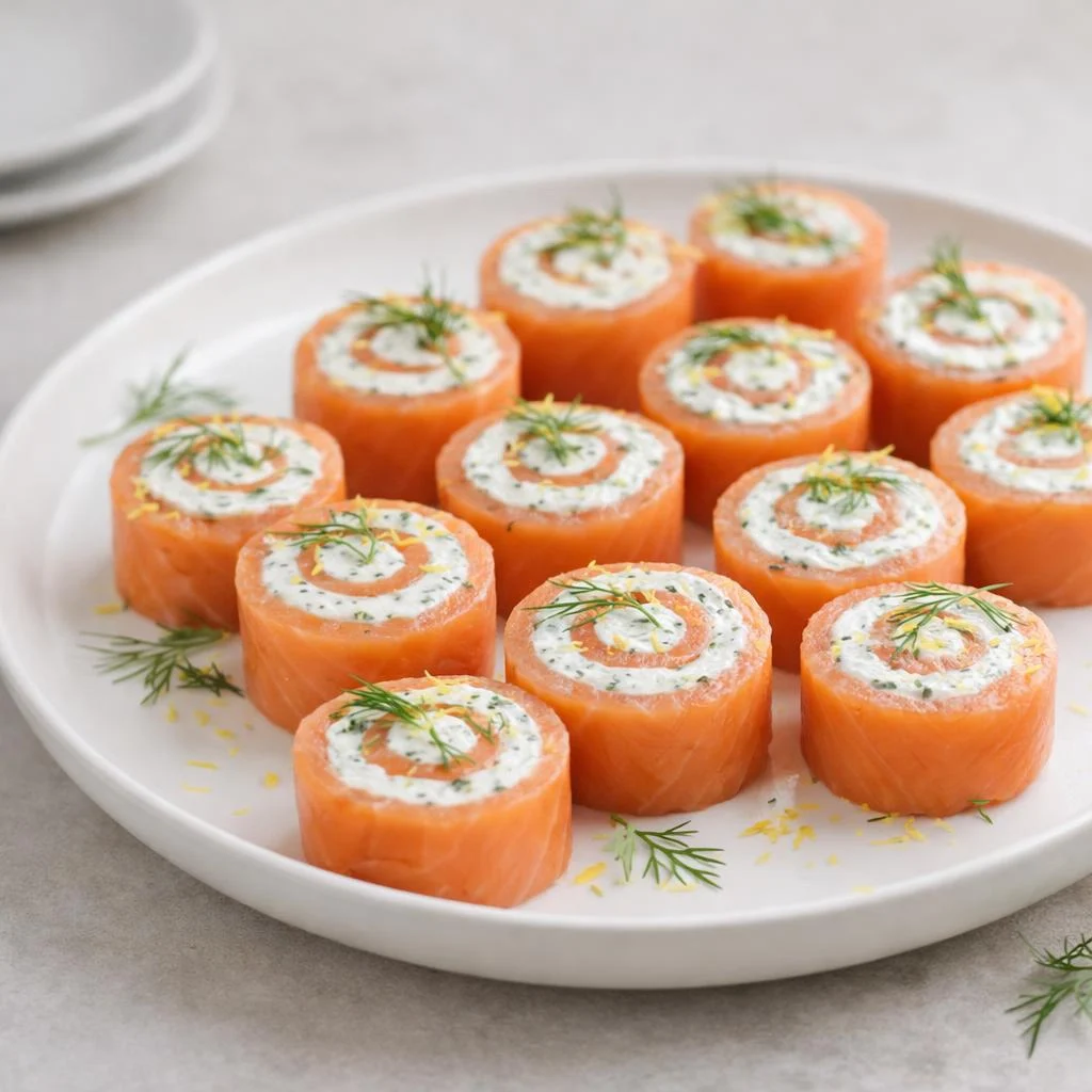 Roulés de saumon fumé à la crème au raifort aneth