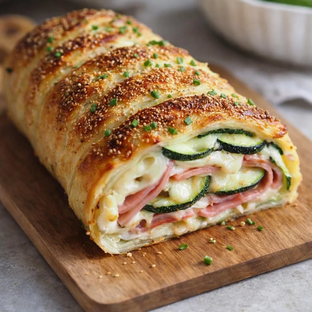 Feuilleté de courgettes à la mozzarella et au jambon