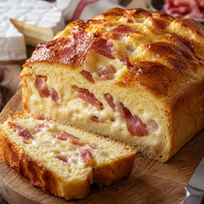 Cake salé au jambon et comté, moelleux et facile