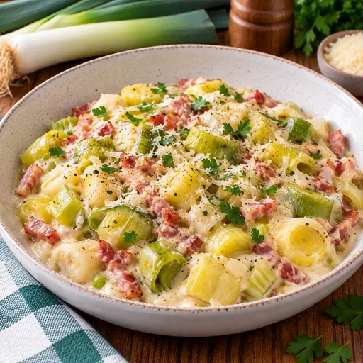 Poireaux façon carbonara