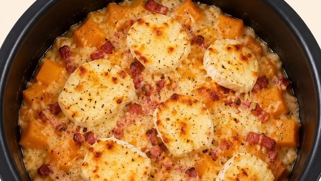 Butternut rôtie aux lardons et fromage