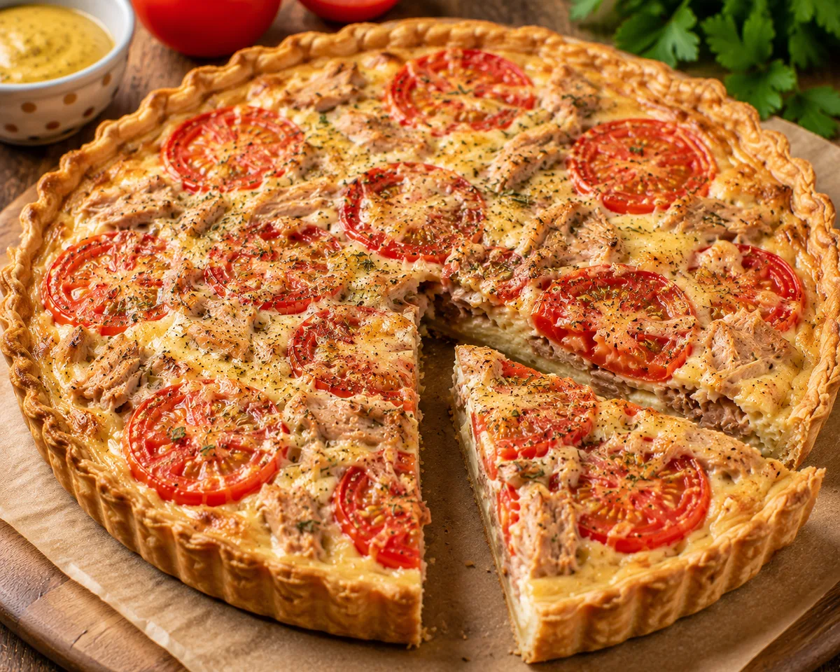 Tarte thon, tomate et moutarde