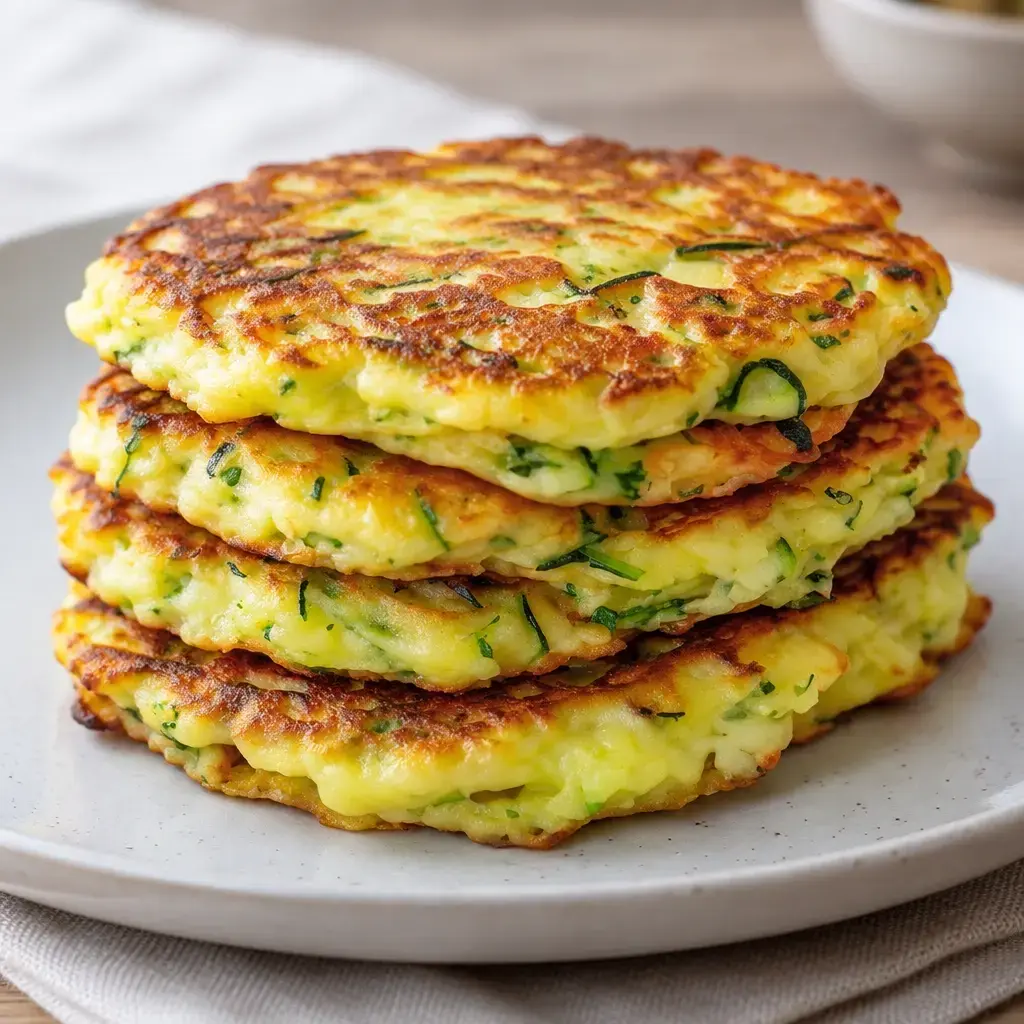 Galettes de courgettes et pommes de terre, dorées et moelleuses
