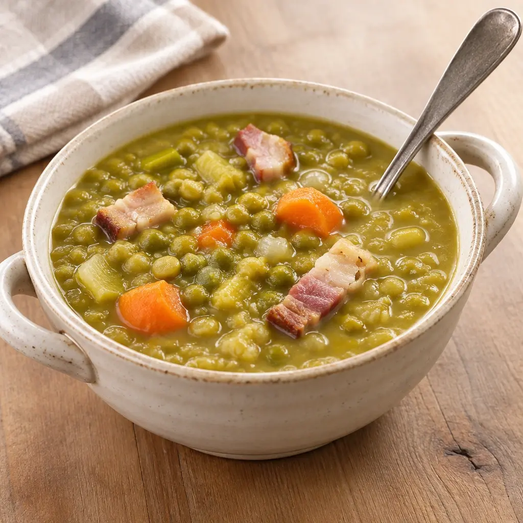 Soupe de pois cassés au lard, épaisse et réconfortante