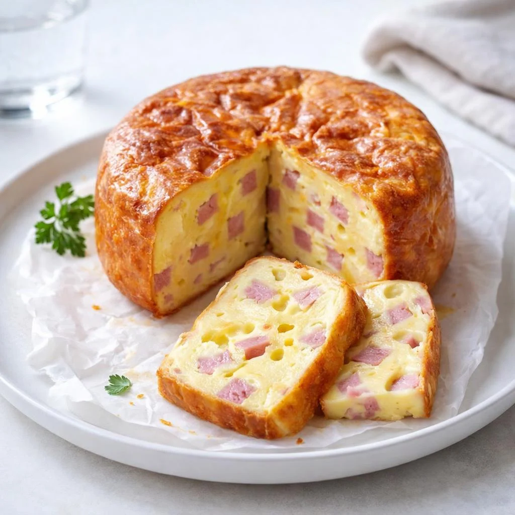 Moelleux à la moutarde jambon et fromage, au four