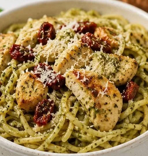 Pasta Pesto Chicken et Parmesan