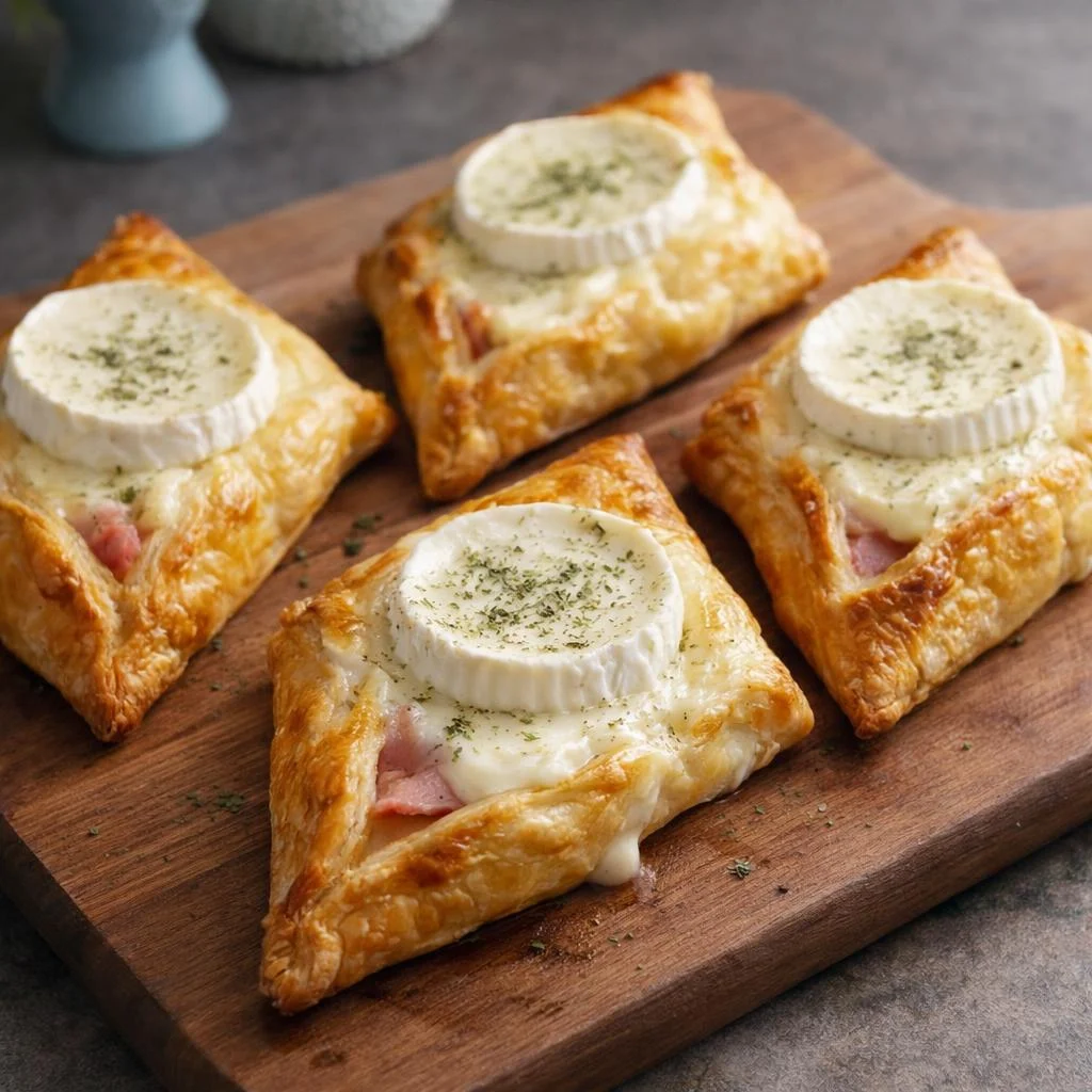 Feuilleté jambon chèvre au four : chaussons dorés