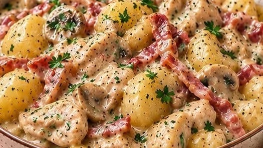 Pommes de terre au poulet, bacon & Boursin au Cookeo
