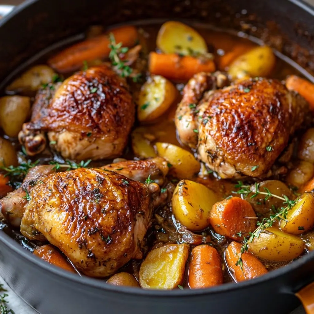 Poulet et légumes dans une sauce onctueuse