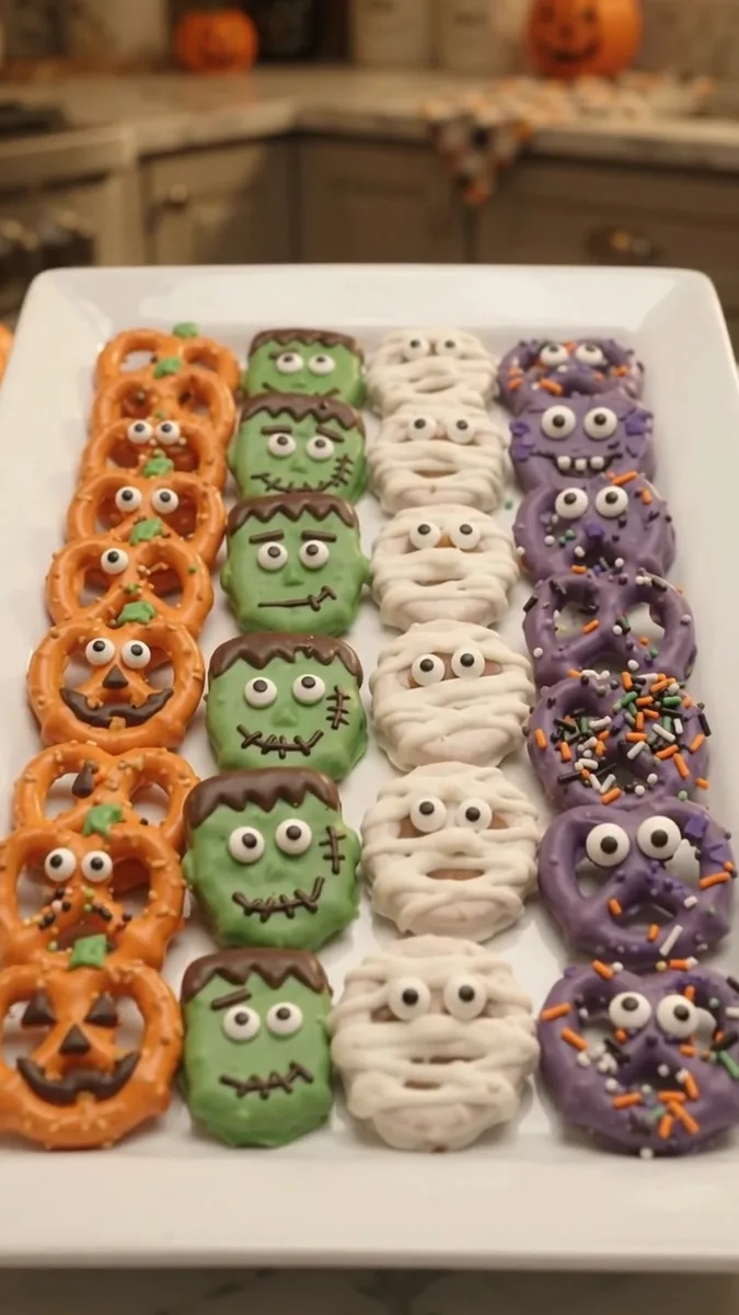 Bretzels Miniatures Enrobés de Chocolat pour Halloween