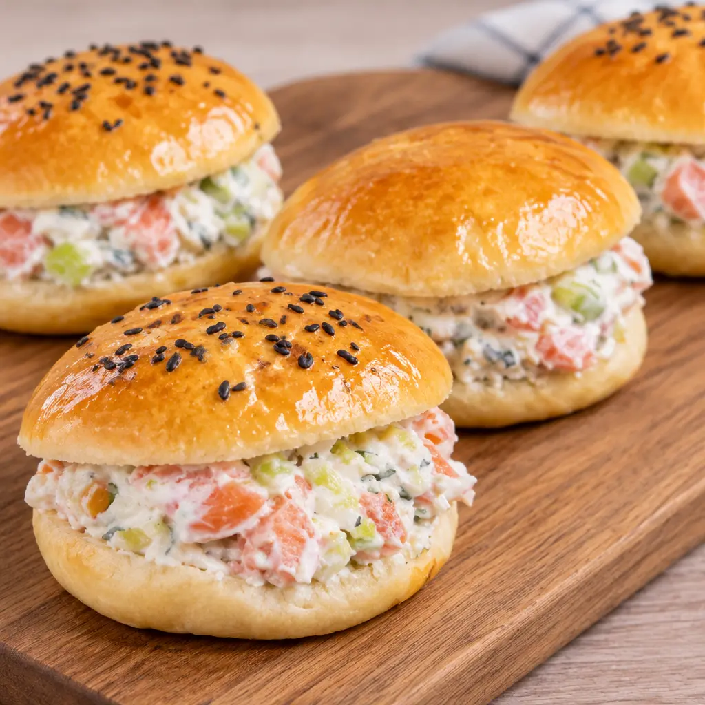 Petits buns au saumon, moelleux et dorés