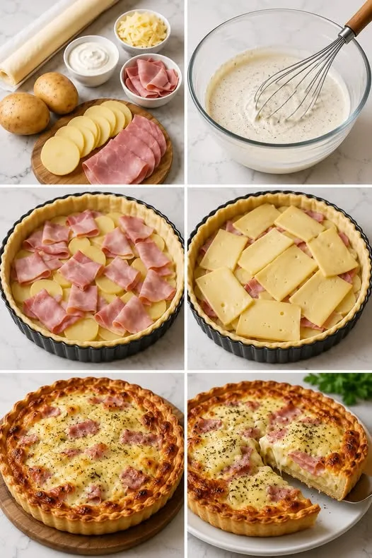 Tarticlette à la raclette : tarte fondante au jambon, pommes de terre et fromage