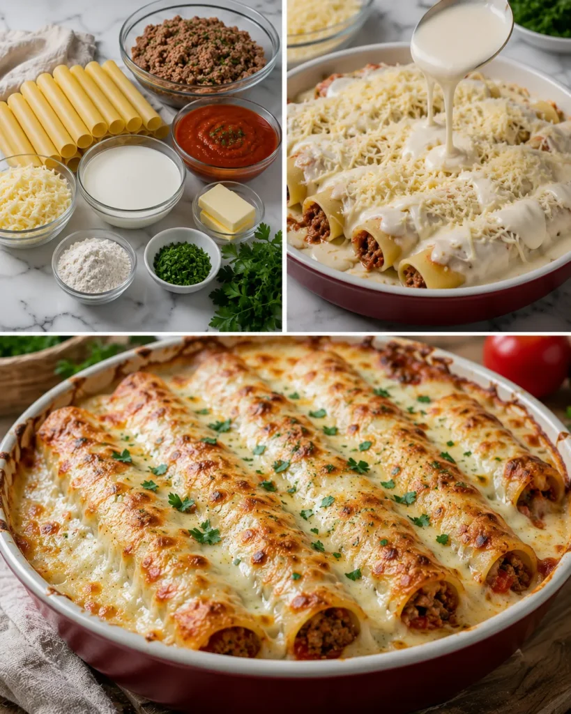 Cannellonis Gratinés aux Trois Fromages