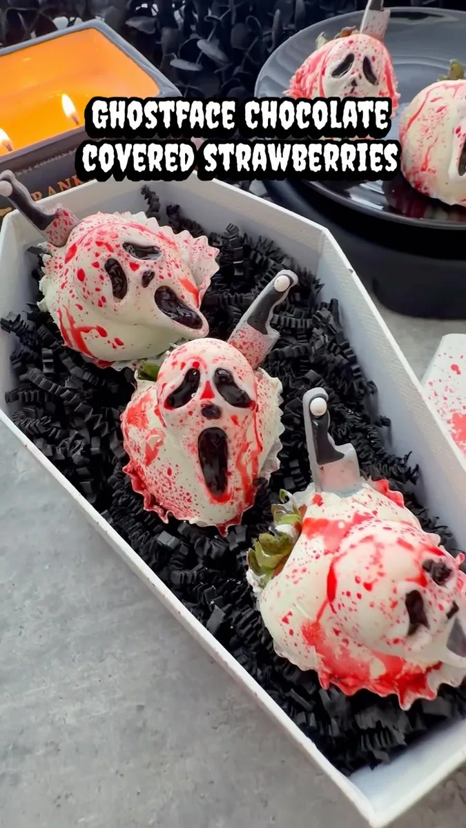 Fraises enrobées de chocolat Ghostface