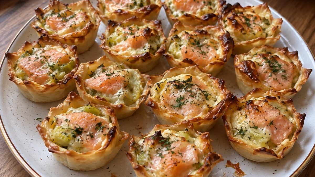 Bouchées aux poireaux et saumon fumé