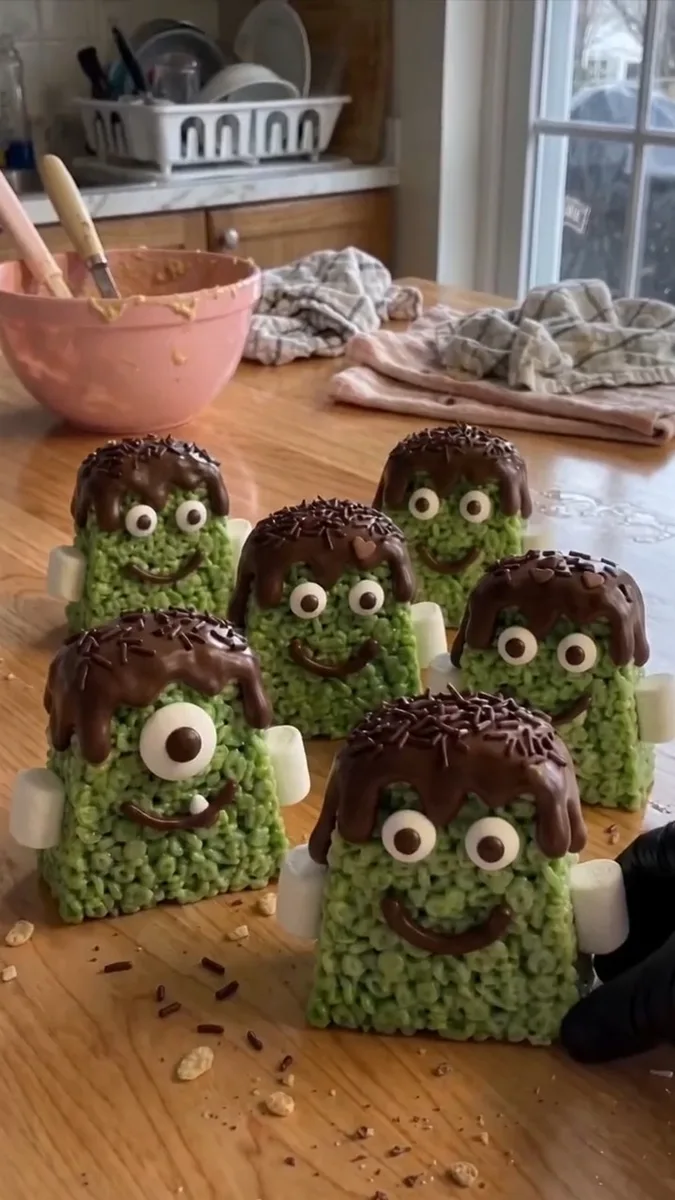 Friandises Rice Krispie Frankenstein pour Halloween