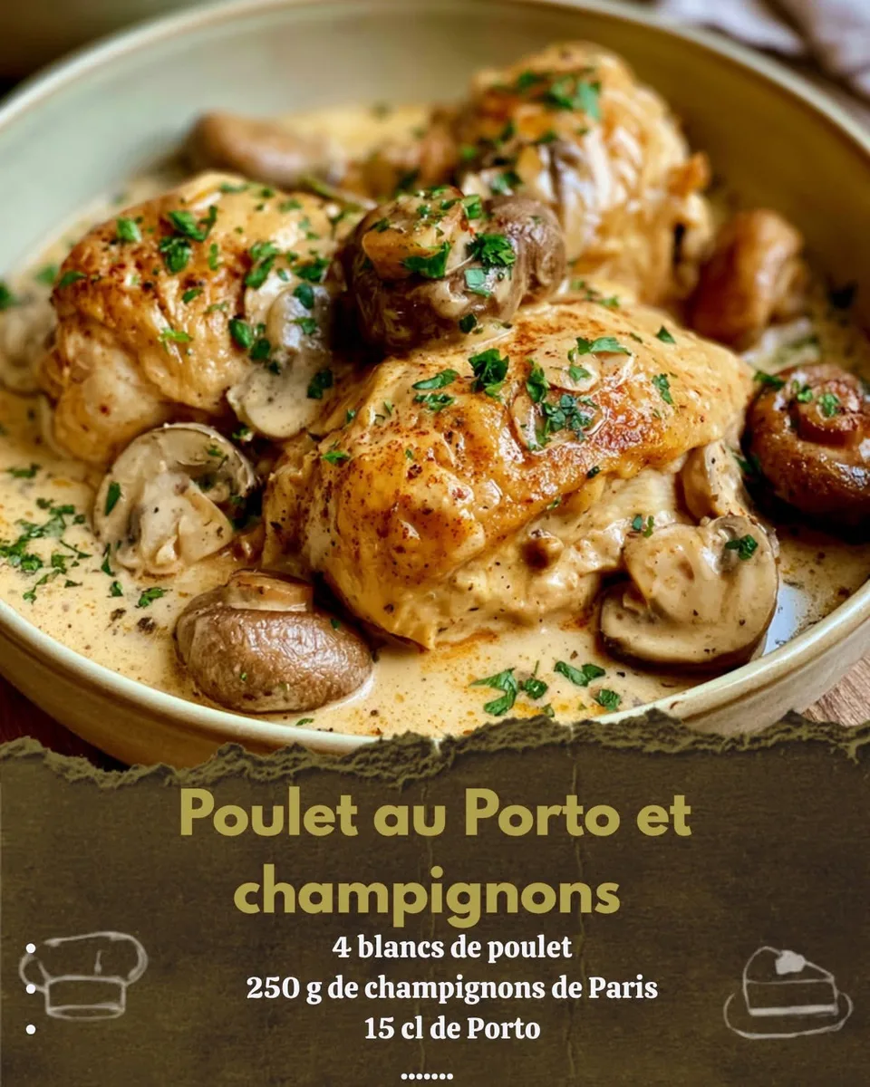 Poulet aux Champignons et Porto