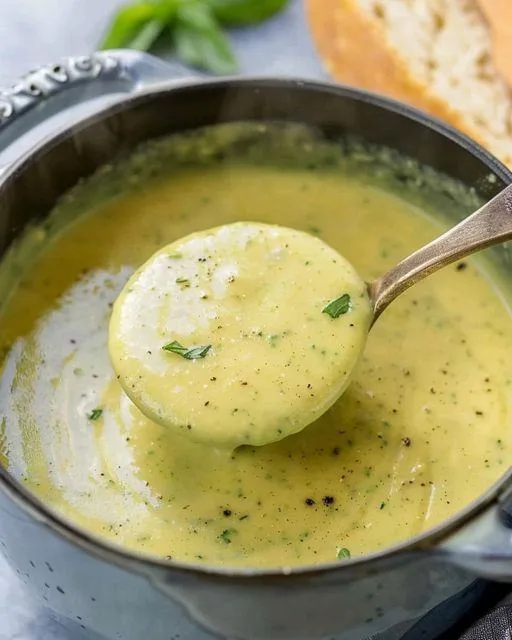Soupe crémeuse de courgettes à l'ail