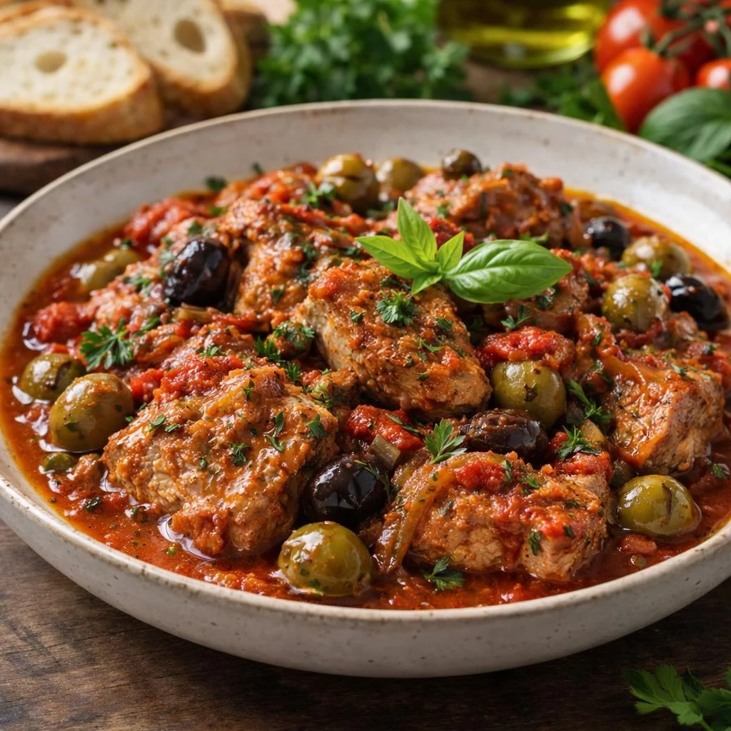 Veau mijoté à l’italienne aux tomates et olives