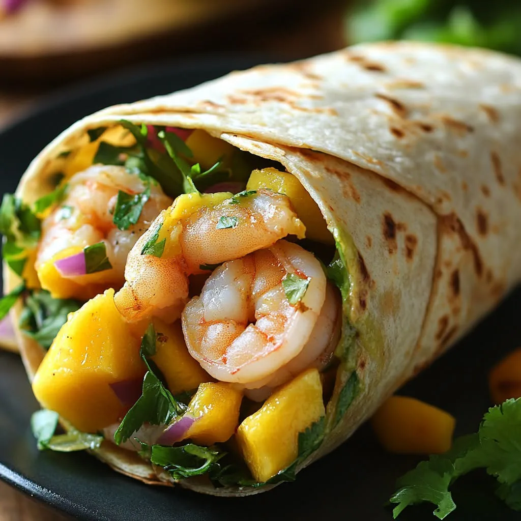 Wrap aux crevettes et à la mangue