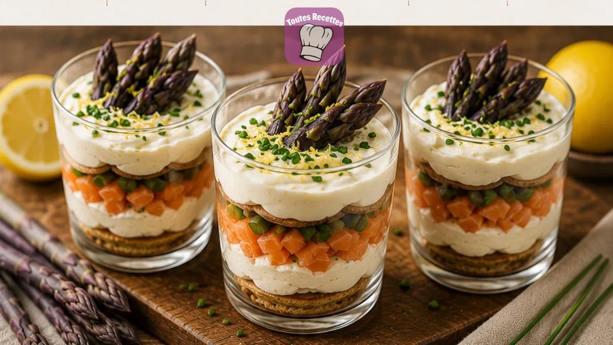 Tiramisù saumon fumé et asperges violettes