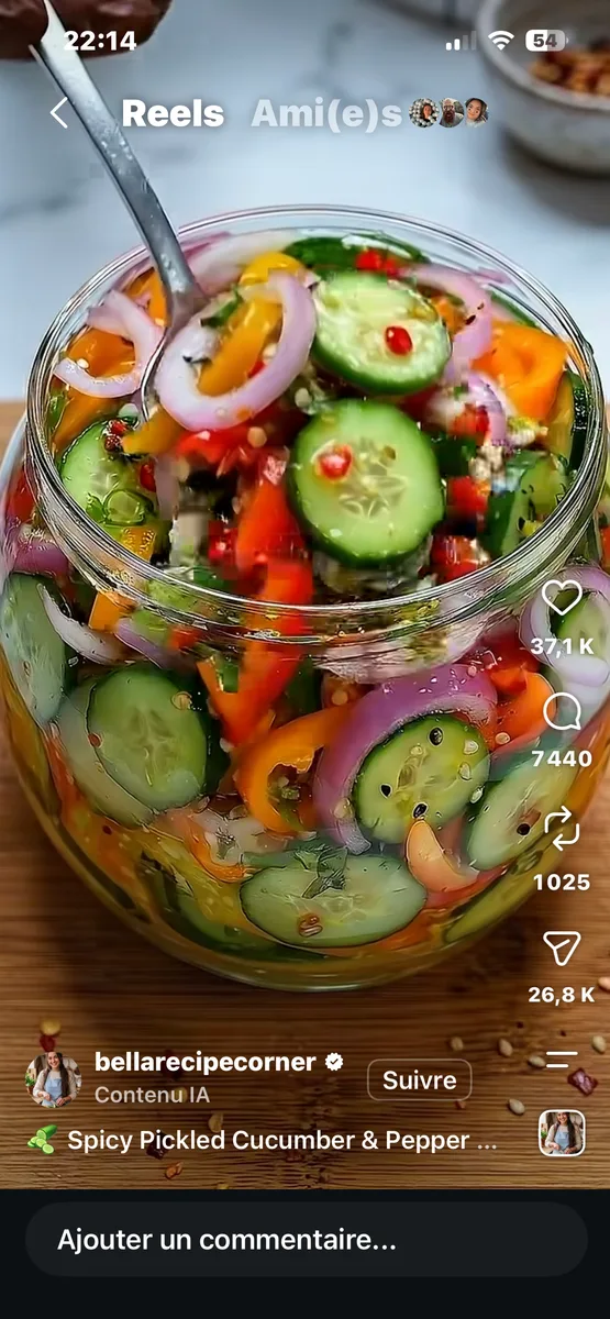 Salade de Concombre et Poivron Marinés Épicés