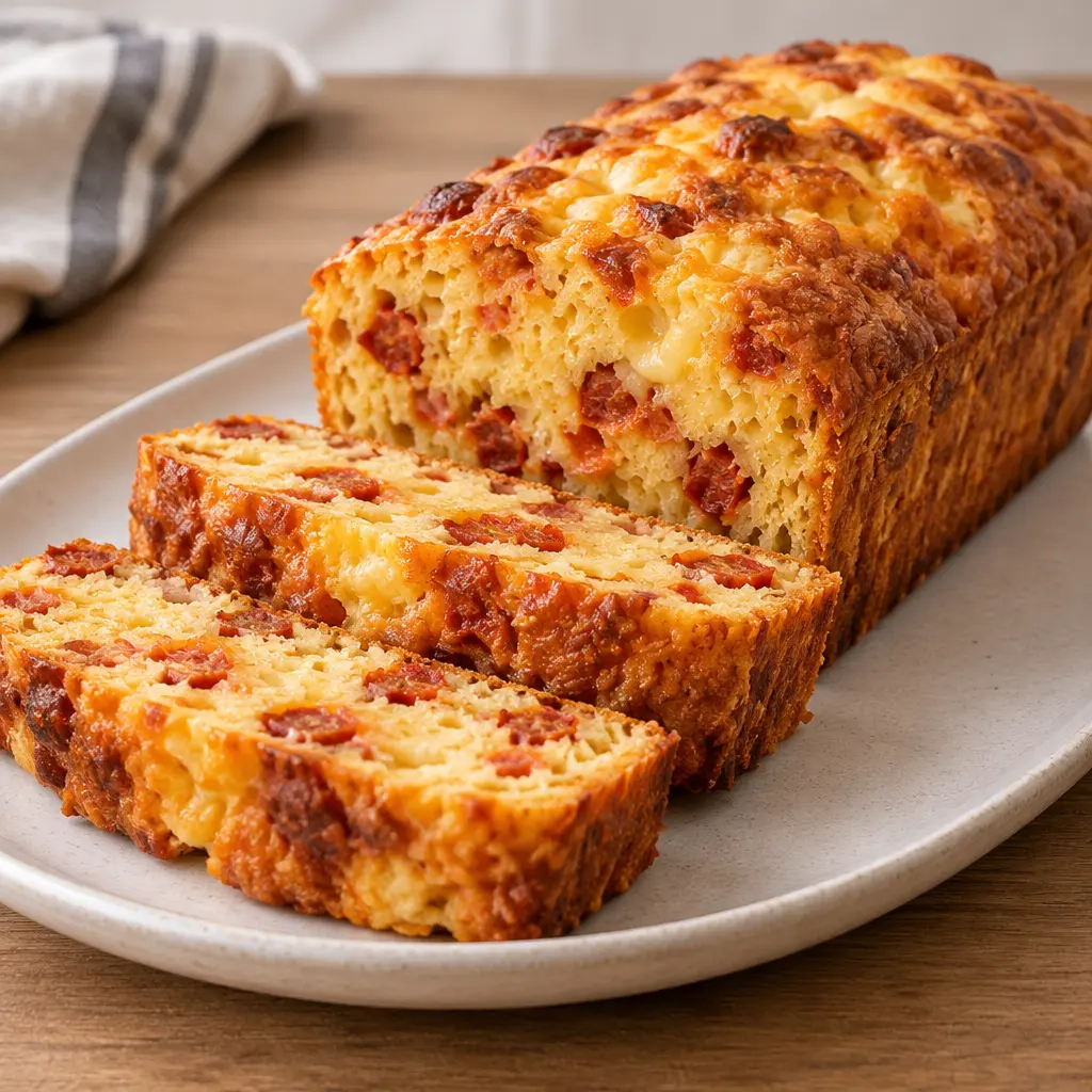 Cake salé au chorizo et au fromage, moelleux et doré