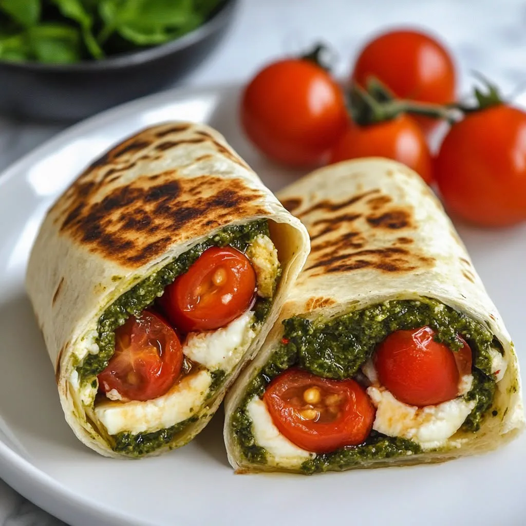 Wrap à la mozzarella, tomate et pesto