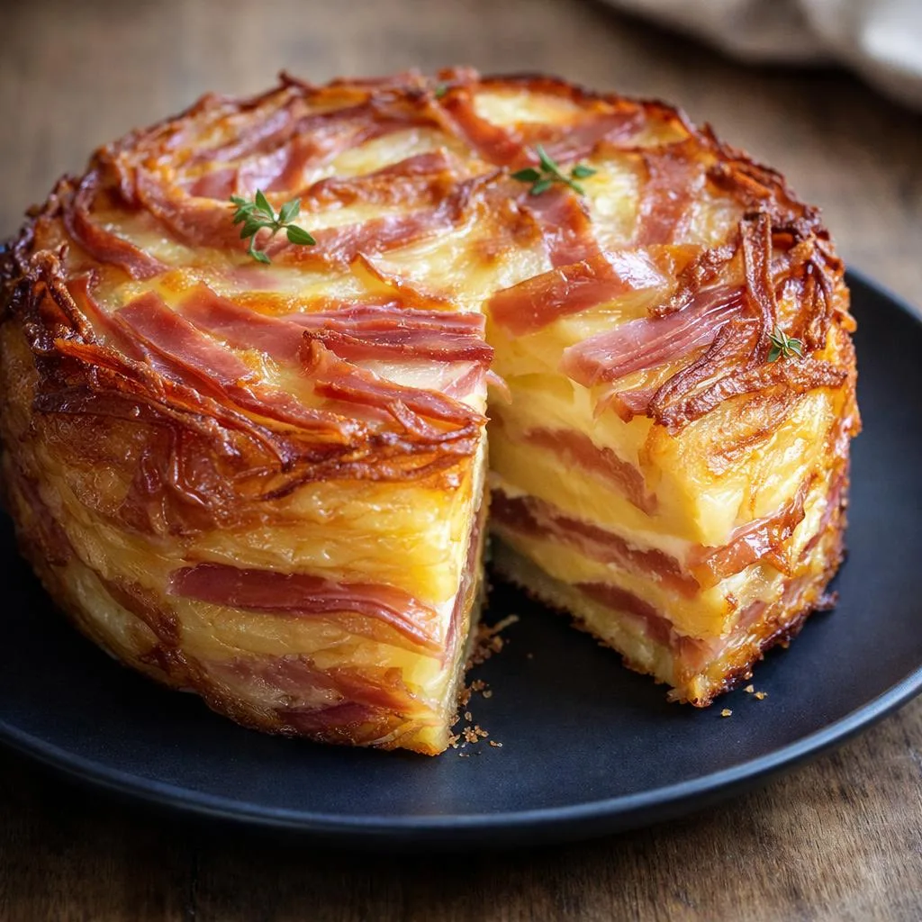Recette gâteau de pommes de terre jambon fromage