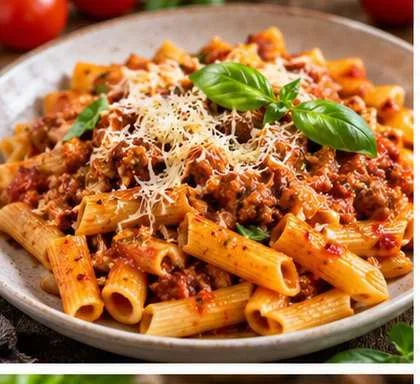 Pâtes au bœuf haché et aux légumes