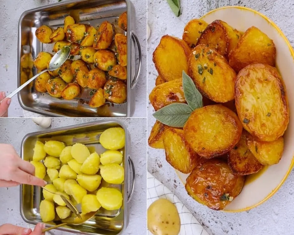 Pommes De Terre Rôties À L'ail Et À La Sauge, Croustillantes Et Dorées